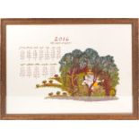 A 2016 Calendar, depicting 'the days of rest' 2015, depicting an erotic scene, signed in pencil by