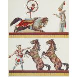 British School, late 20th Century- Circus scenes; two reproduction prints, each 39 x 32cm (2) Please