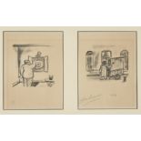 Alan Lowndes, British 1921-1978- Barrel Organ and Darts Player, 1972; lithograph on wove, signed,