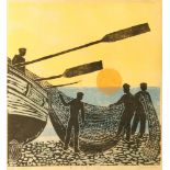 Massingham, 20th/21st century- End of The Day; woodcut print in colours on wove, signed, titled