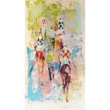 LeRoy Neiman, American 1921-2012- Jockeys lining up; screenprint in colours, signed and numbered