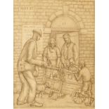 Hackney, British 20th century- Duke Street; etching on wove, signed in pencil, sheet 30 x 23.8cm (