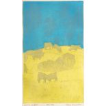 John Brunsdon ARCA, British 1933-2014- Cattle on Hill; etching with aquatint in colours on wove,