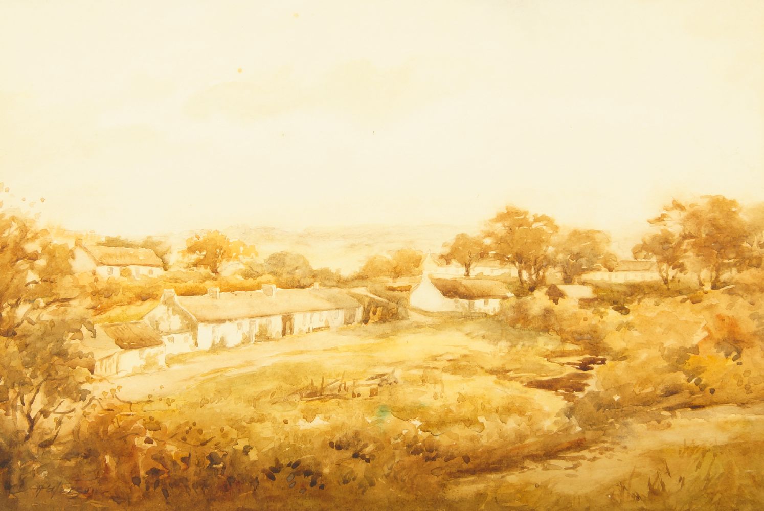 Thomas Paterson, British, late 19th century- Row of cottages; watercolour, signed, 26 x 35 cm.