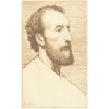 Alphonse Legros RE, British/French 1837-1911- Portrait of Aime-Jules Dalou, 1876; etching, signed