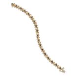 A diamond and sapphire bracelet, composed of series of alternate brilliant-cut diamond and