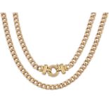 A 9ct gold necklace, of curb-link design with bar and bolt ring clasp, length, European convention