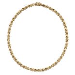 An 18ct gold necklace, of bow link design, Birmingham import hallmarks, 1994, 27.4gPlease refer to