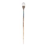 A late 19th early 20th century gold and silver mounted pearl and diamond stickpin, the single