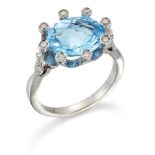 Amendment: one diamond has become detached from mount but diamond is present with lot A topaz and