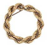 A large Prince-of-Wales link bracelet, of reeded link design with central smaller Prince-of-Wales