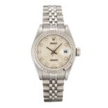 A lady's diamond-set stainless steel automatic wristwatch with jubilee dial, Datejust 31, by Rolex
