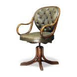 Thonet, a model 'number 1' (later '5831') swivel armchair, c.1910, stamped 'Thonet' to underside,