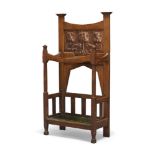 Shapland & Petter of Barnstaple (British), an Arts and Crafts oak umbrella stand, c.1905, The back