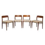 Neils Otto Møller (Danish 1920-1981), a set of four teak 'model 75' dining chairs for J.L Møller,