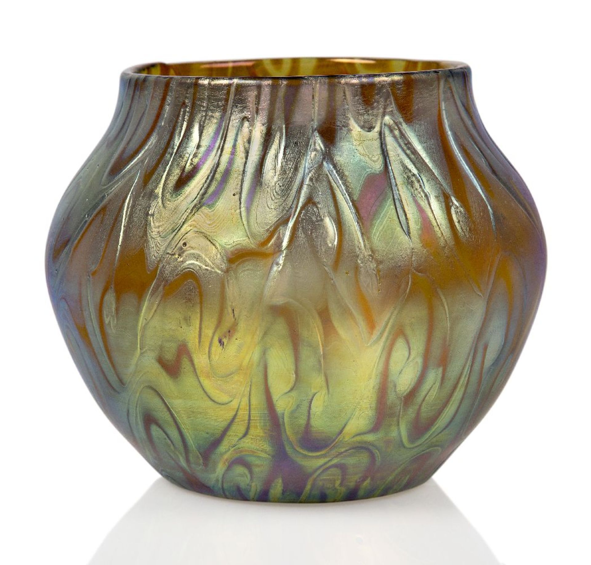 Loetz (Austrian), an iridescent Phaenomen glass vase, c.1898, PG 7499-1, ground out pontil