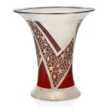 Rosenthal (German), an Art Deco porcelain vase with silver applique by Friederich Deusch, Printed