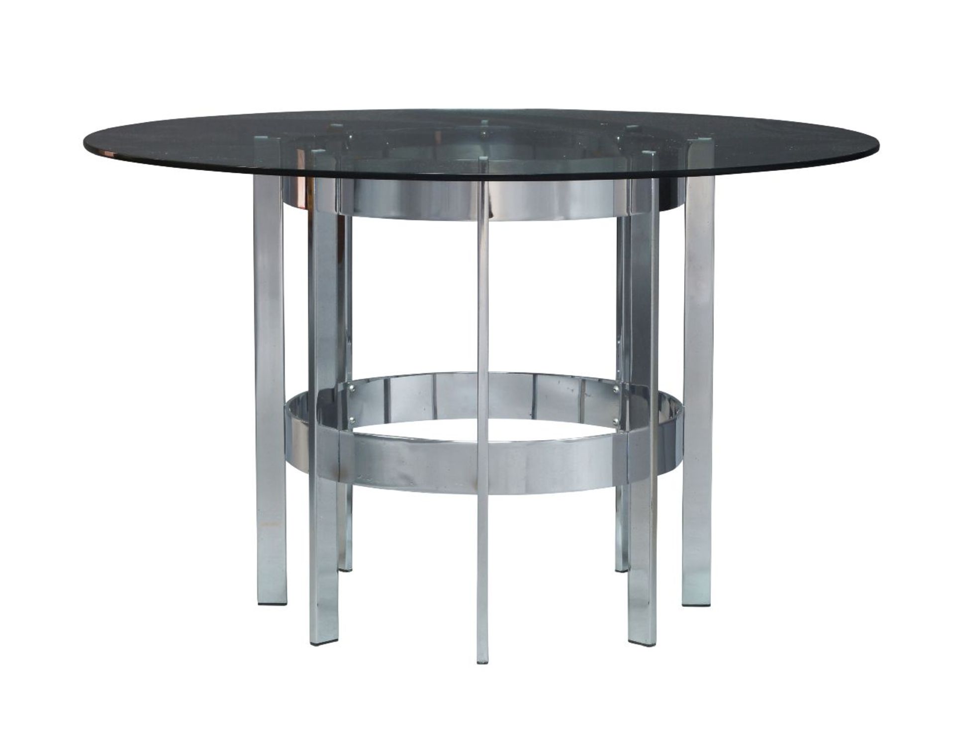 Richard Young (British b.1930), a glass and chromed dining table for Merrow Associates, c.1970, With