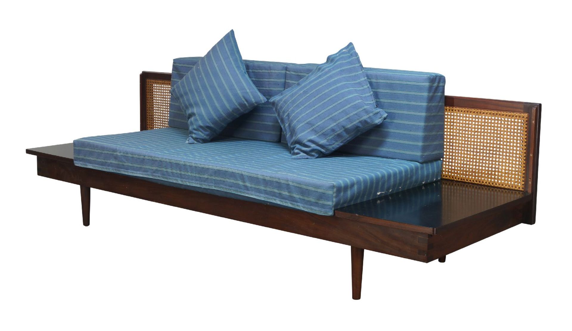 Dennis Young (British), a teak and caned sofa, c.1960, A scarce model, with caned back and fold down - Bild 2 aus 2