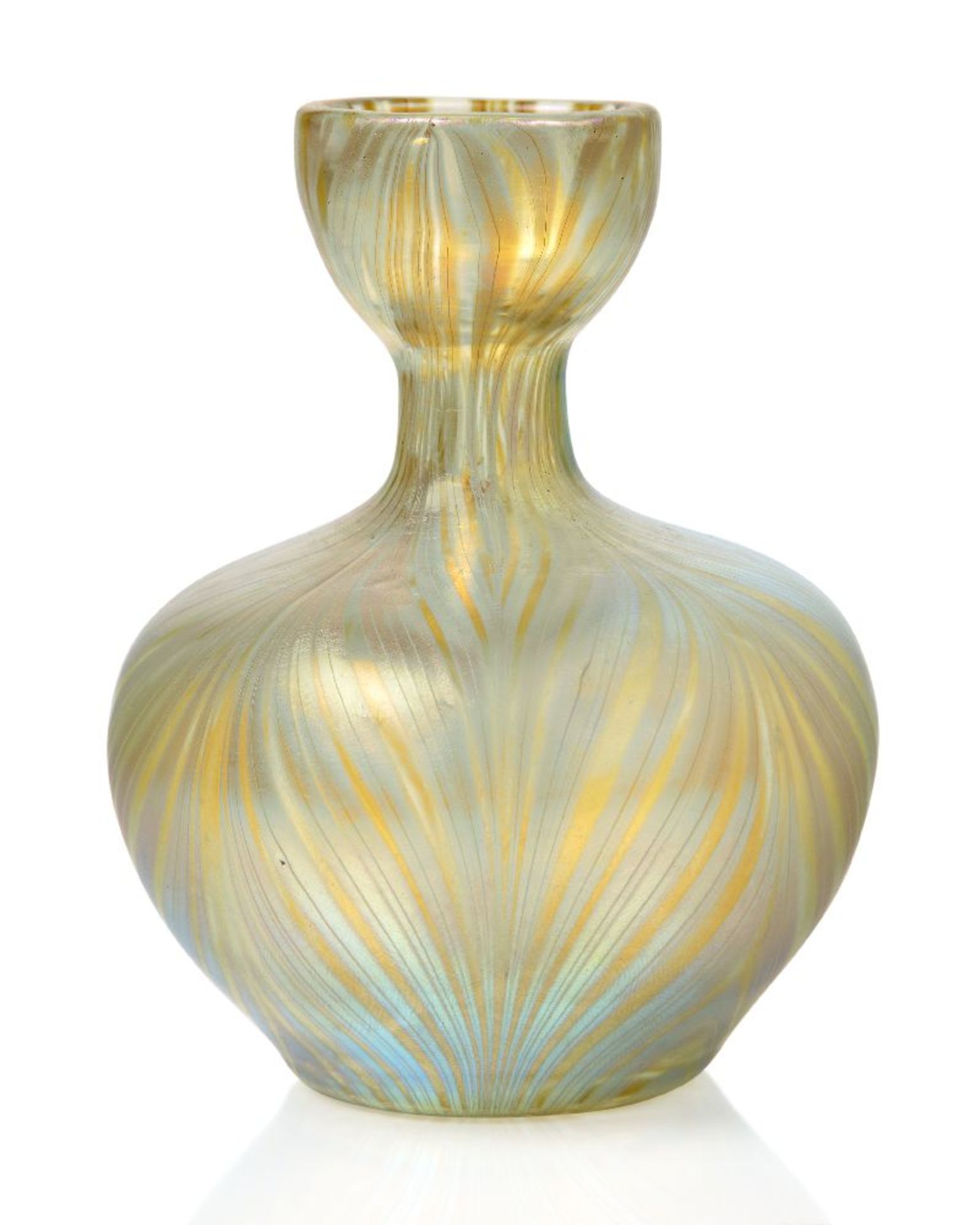 Loetz (Austrian), an iridescent Phaenomen Candia glass vase, c.1900, PG 7501, ground out pontil