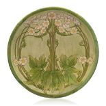 Della Robbia (British 1894-1906), a sgrafitto decorated plate by Charles Collis, c.1900, incised