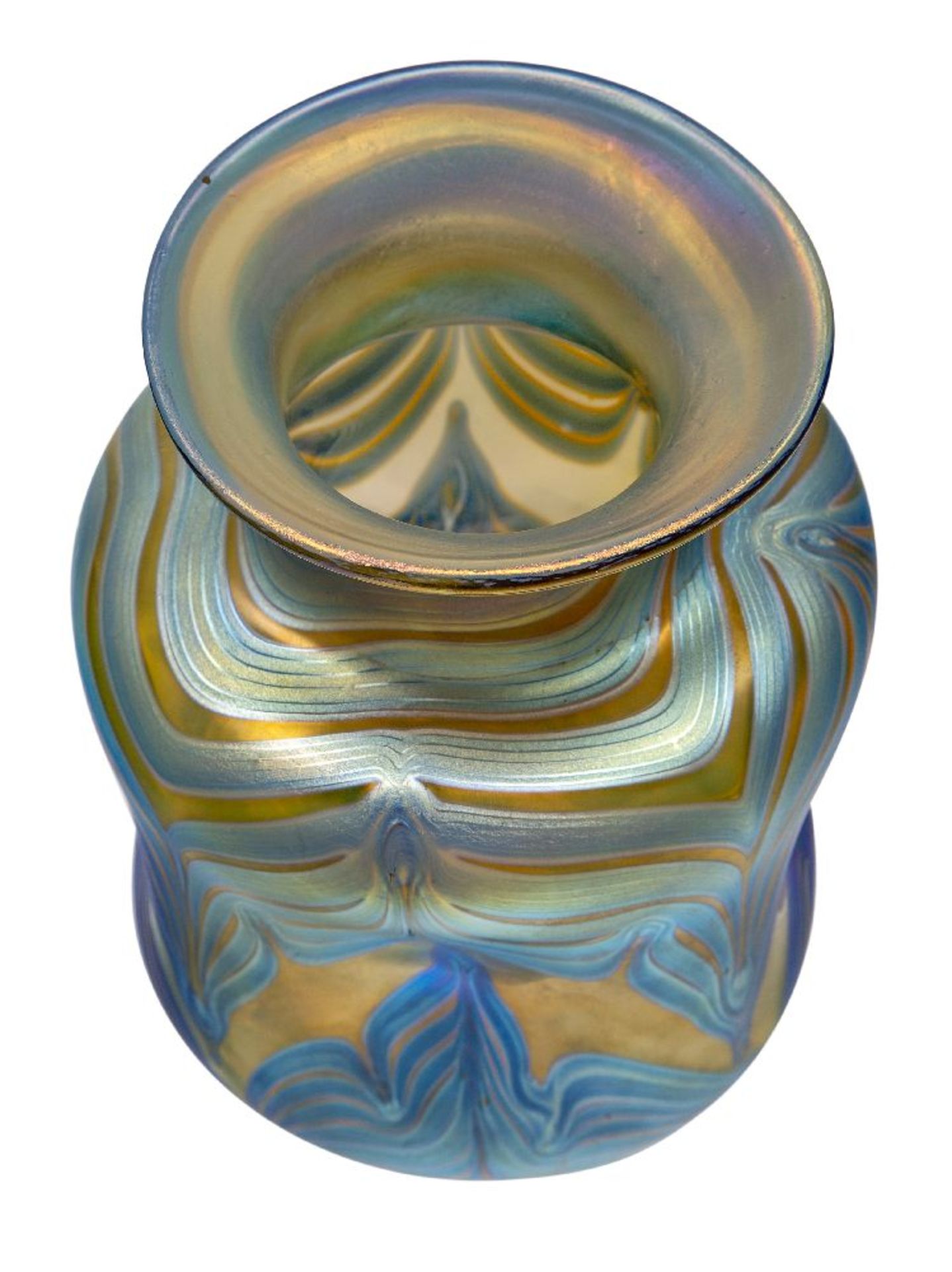 Loetz (Austrian), an iridescent Phaenomen dimpled glass vase with everted rim, c.1900, PG 202, PN - Bild 2 aus 3