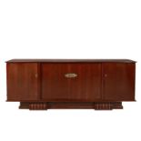 Attributed to Dominique (French), an Art Deco rosewood sideboard, Circa 1930, The long top with