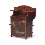 Shapland & Petter of Barnstaple (British), an Arts and Crafts mahogany wall mounted smoker's