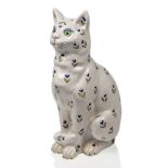 A faience model of a cat in the style of Gallé, probably French, Mid-20th Century, indistinct