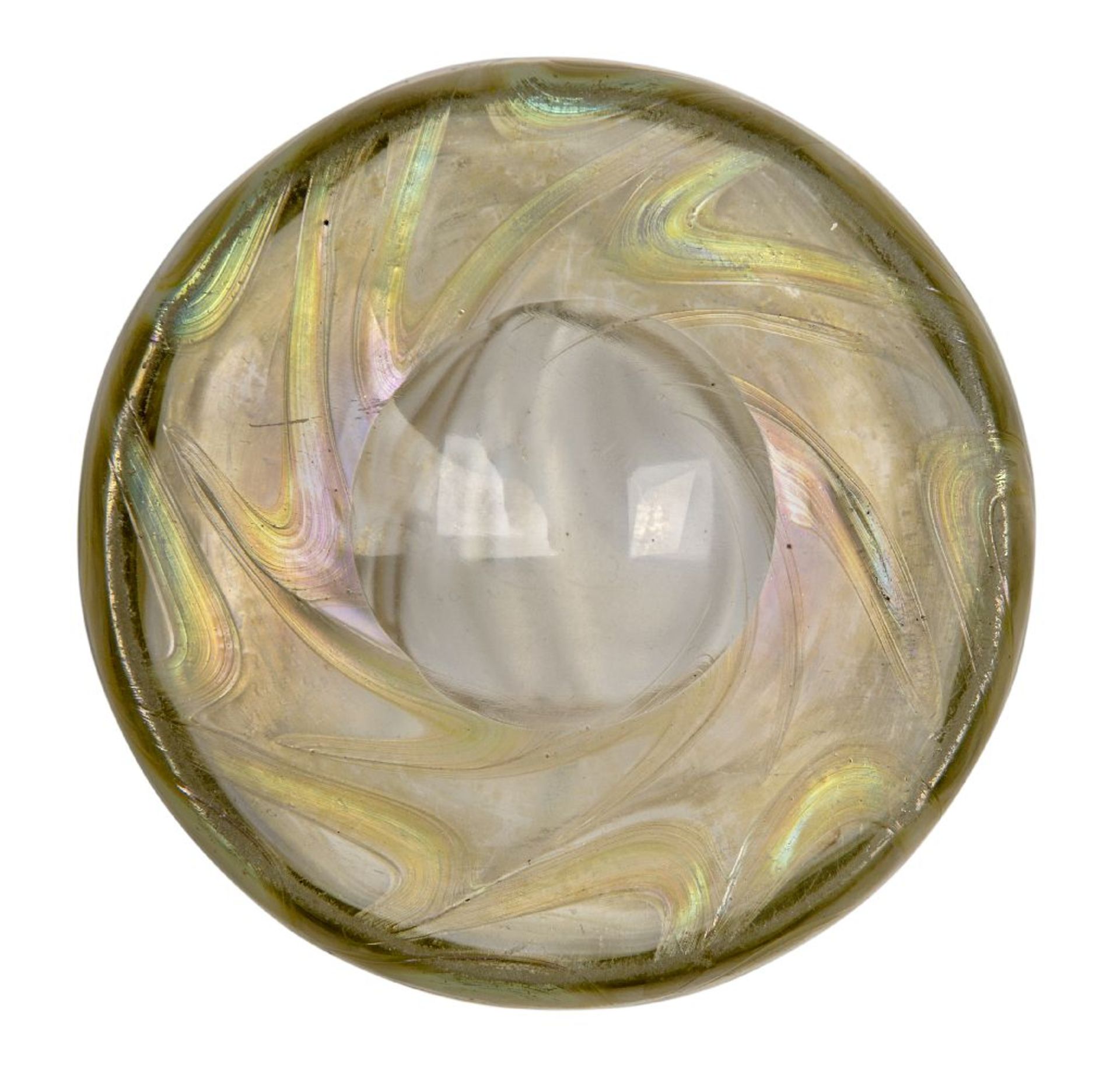 Loetz (Austrian), an iridescent glass vase with unidentified decoration, c.1925, ground out - Bild 3 aus 4