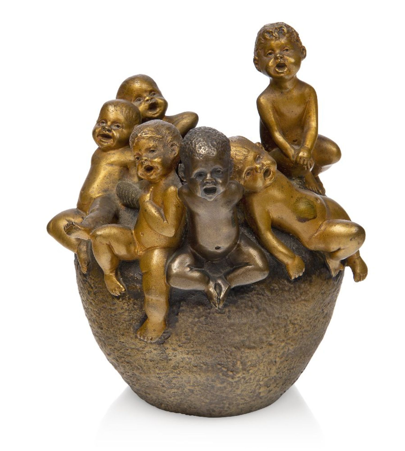 Hans Stotlenberg Lerche (1867-1920), a patinated bronze figural vase ‘Le choeur des enfants’ (The