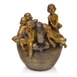 Hans Stotlenberg Lerche (1867-1920), a patinated bronze figural vase ‘Le choeur des enfants’ (The