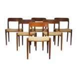 Neils Otto Møller (Danish 1920-1981), a set of six teak 'model 75' dining chairs for J.L Møller, c.