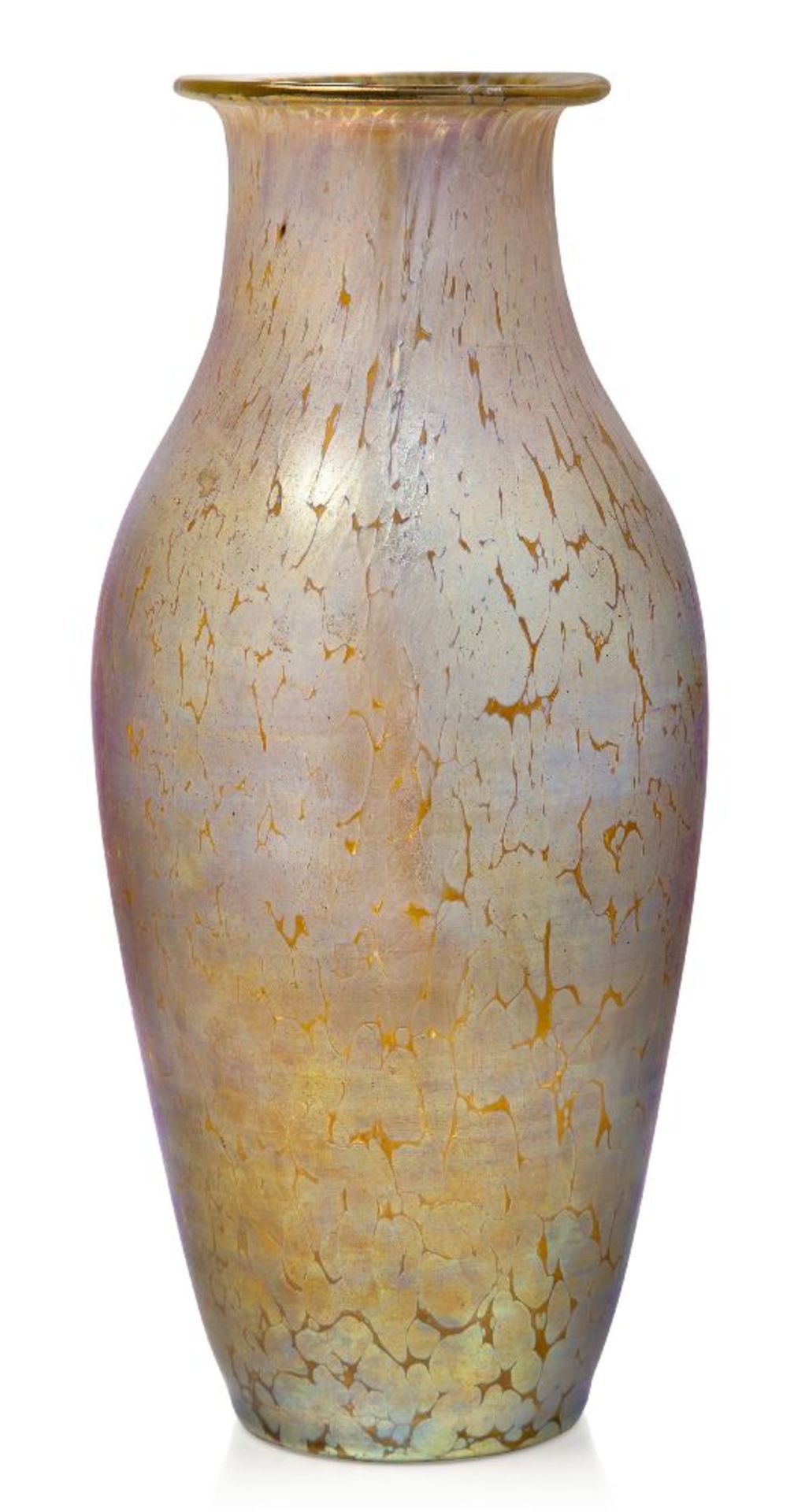 Loetz (Austrian), an iridescent Papillon oviform vase, c.1900, ground out pontil, The clear glass