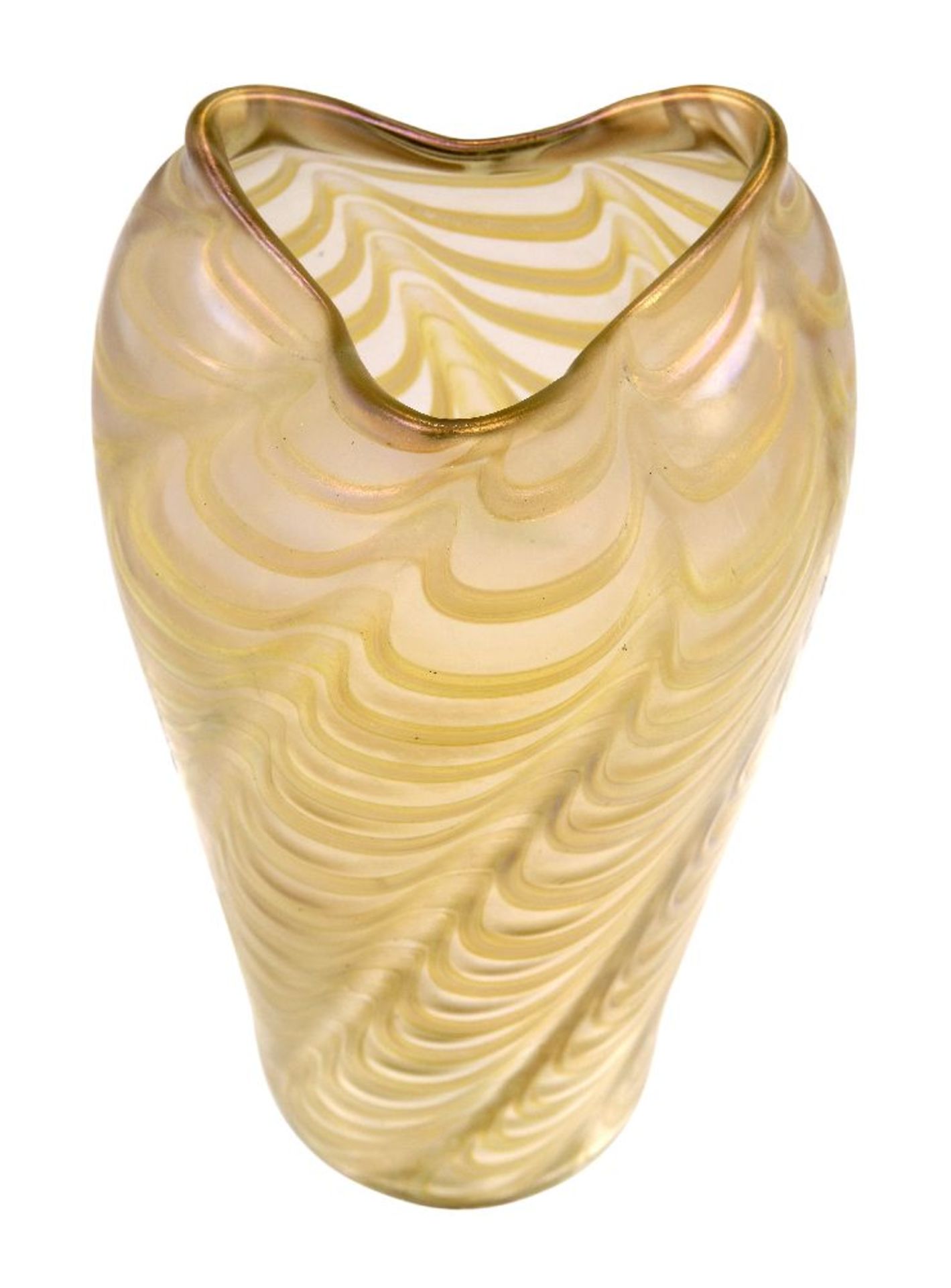 Loetz (Austrian), an iridescent glass vase with unidentified decoration, c.1925, ground out - Bild 2 aus 4