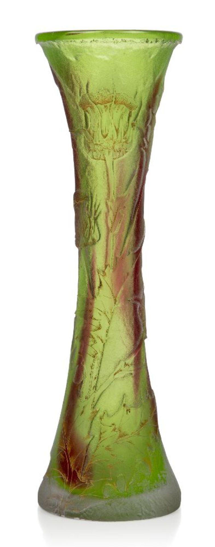 Daum (Est. 1879), a cased and acid-etched glass vase, c.1895, gilt signature Daum Nancy with Cross