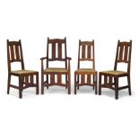 Attributed to William Lethaby (British 1857-1931), a set of four Arts and Crafts oak chairs, c.1900,