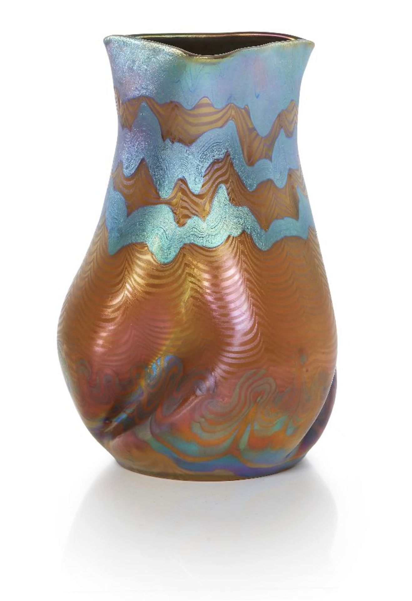 Loetz (Austrian), an iridescent Phaenomen glass vase, c.1902, PG 85/5032, engraved ‘Loetz Austria’