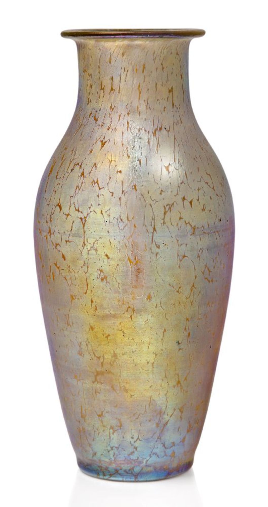 Loetz (Austrian), an iridescent Papillon oviform vase, c.1900, ground out pontil, The clear glass