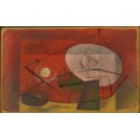 Clarke Hutton, British 1898-1984 - Untitled abstract (red), 1981; oil on panel in the artist’s own