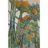 John Bratby RA, British 1928-1992 - Sunflowers; oil on canvas, signed lower left 'Bratby', 152.5 x