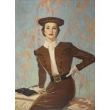 Van Jones, British 1900-1999 - Gillian in the Brown Suit, 1954; oil on board, signed lower left 'Van