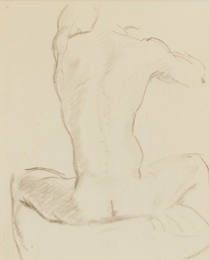 Glyn Philpot RA, British 1884–1937 - Study for 'Henry Thomas Sitting - Back View', 1937; black chalk