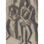 David Bomberg, British 1890-1957 - Embrace, 1919; ink, wash and pencil on paper, 25.2 x 18.5 cm (