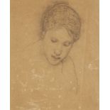 Edward Stott ARA, British 1855-1918 - Portrait study of a woman, c.1909; pencil and charcoal on