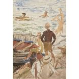 Dame Laura Knight RA RWS, British 1877-1970 - St Ives Harbour, 1912; watercolour on paper, signed