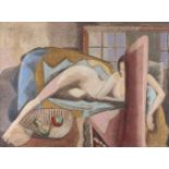 Blair Hughes-Stanton, British 1902-1981 - Reclining Nude , c.1936; ink and tempera on canvas, signed