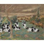 Henryk Gotlib, British/Polish 1890–1966 - Cows in a Landscape, ; oil on canvas, signed lower