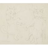 Louis Wain, British 1860-1939 - Smoking Cats; pencil on paper, signed lower left 'Louis Wain', 22.