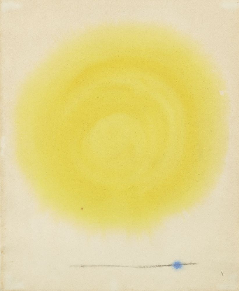 Alastair Morton, Scottish 1910-1963 - Yellow Circle; watercolour on paper, signed with initial lower